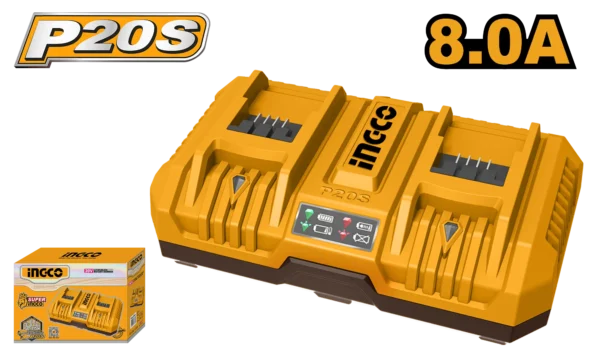 CARGADOR DE BATERIA 2 PUERTOS 20V 8.0AH INGCO