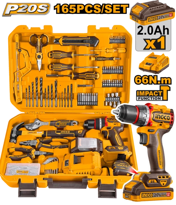 JUEGO DE HERRAMIENTAS 165 PIEZAS INGCO