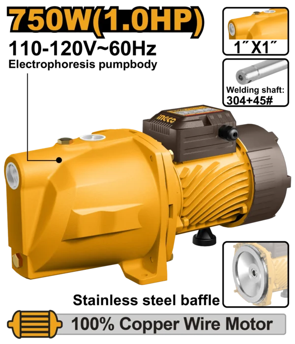 BOMBA DE AGUA JET 1HP. INGCO