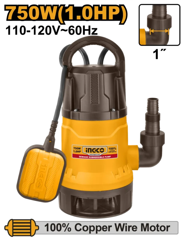 BOMBA SUMERGIBLE PLASTICA 750W INGCO