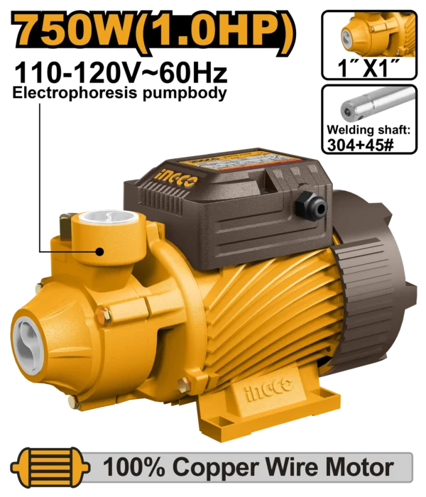 BOMBA DE AGUA PERIFERICA 1HP. INGCO