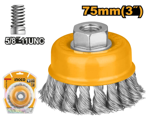 GRATA COPA TRENZADA 3" X 5/8" INGCO