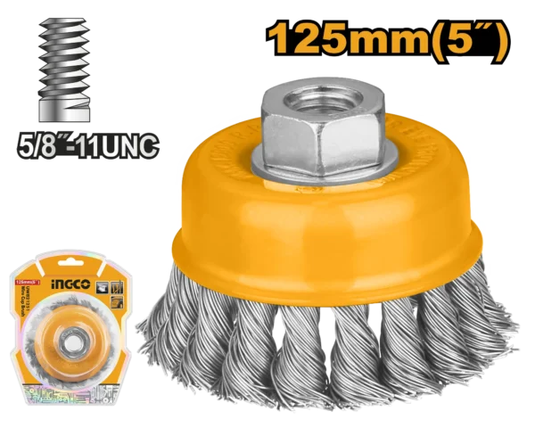 GRATA COPA TRENZADA 5" X 5/8" INGCO