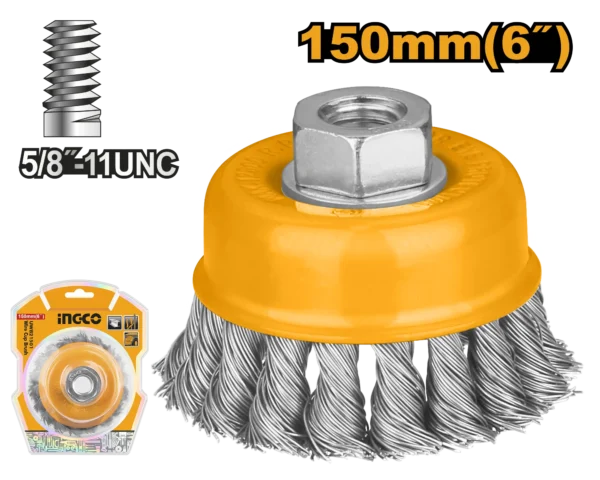 GRATA COPA TRENZADA 6" X 5/8" INGCO
