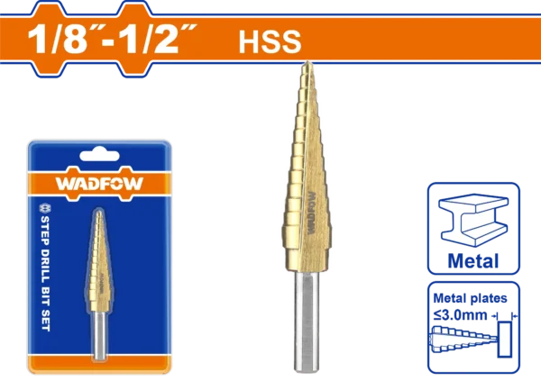 BROCA ESCALONADA 1/8"-1/2" WADFOW | Gala Importaciones