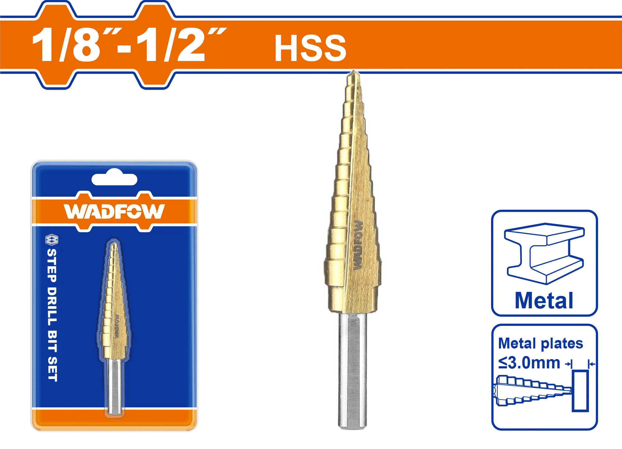 BROCA ESCALONADA 1/8"-1/2" WADFOW | Gala Importaciones