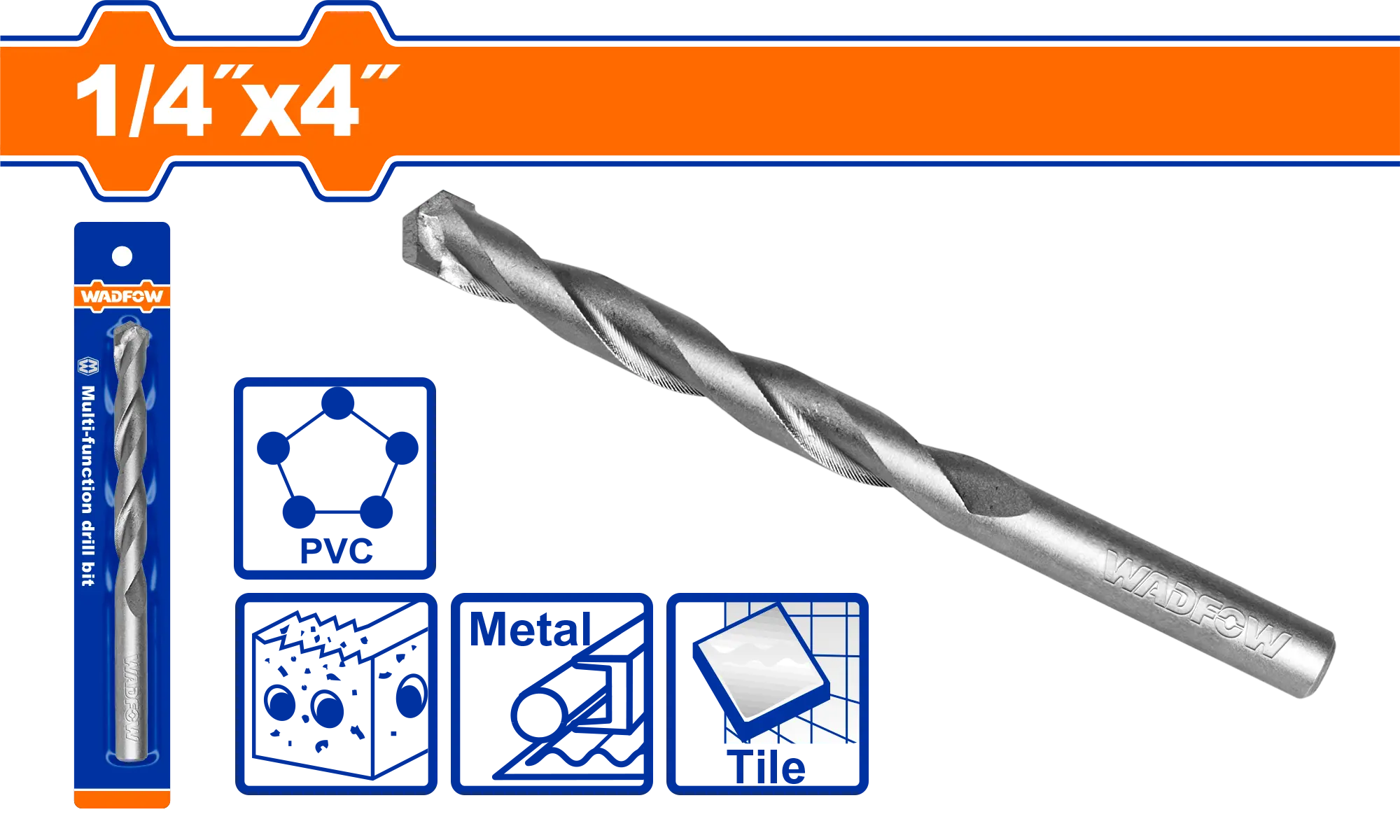 BROCA MULTIFUNCIÓN DE 1/4"X4" WADFOW | Gala Importaciones