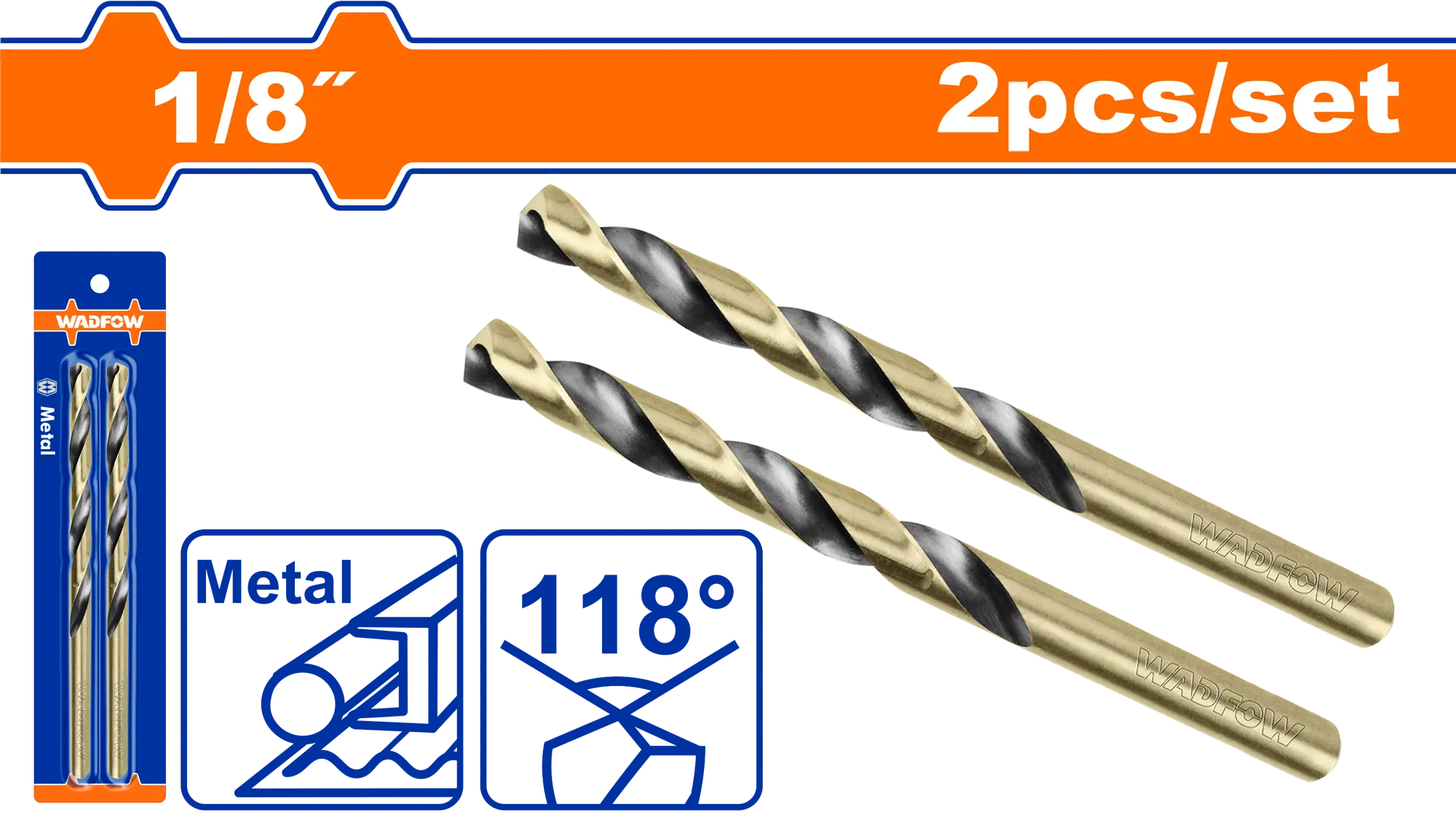 BROCA HSS DE 1/8"" 2PCS WADFOW | Gala Importaciones