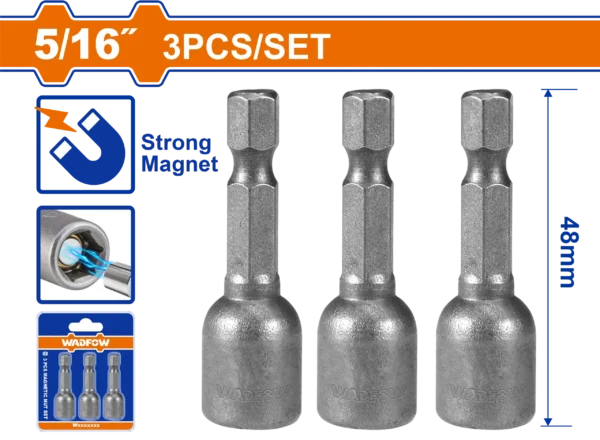 COPA HEXAGONAL MAGNETICA 3PCS 5/16" WADFOW