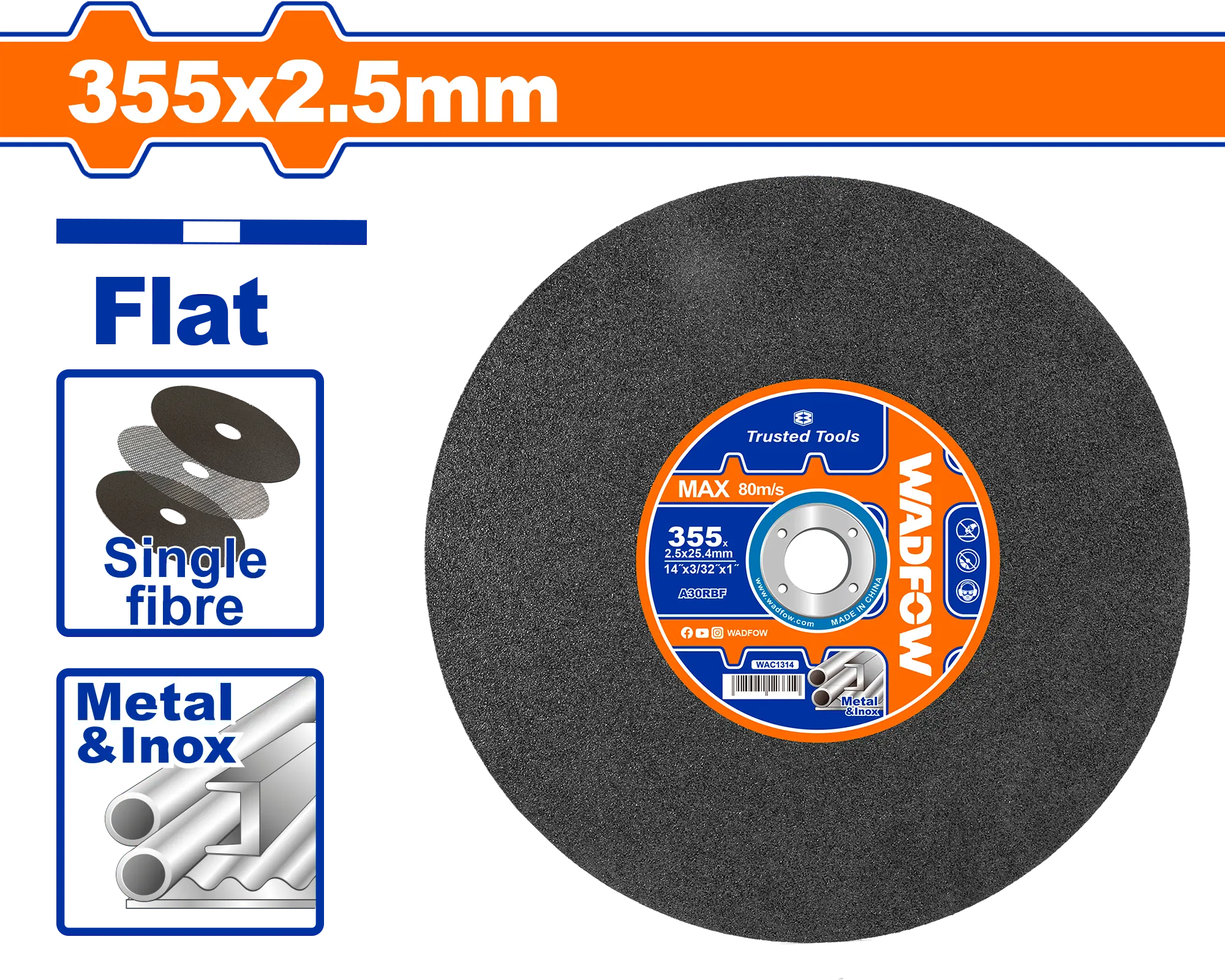 DISCO CORTE METAL 14" X1/8"X1" WADFOW | Gala Importaciones