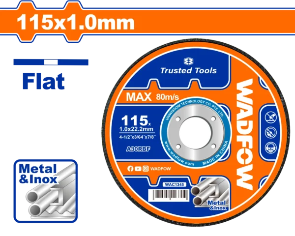 DISCO CORTE METAL 4-1/2"X3/64"7/8 PLANO WADFOW | Gala Import…