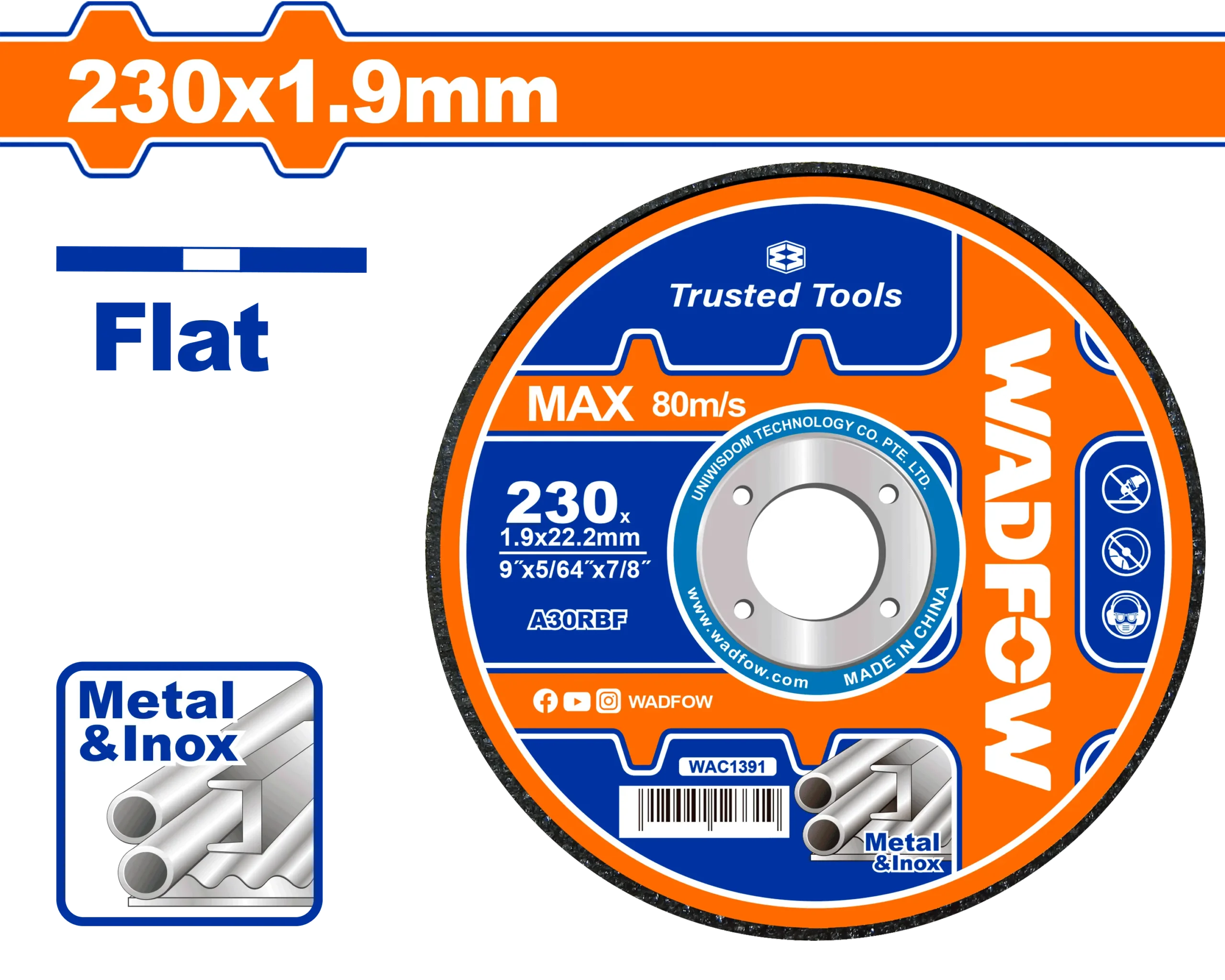 DISCO CORTE METAL 9"X1/16" WADFOW | Gala Importaciones