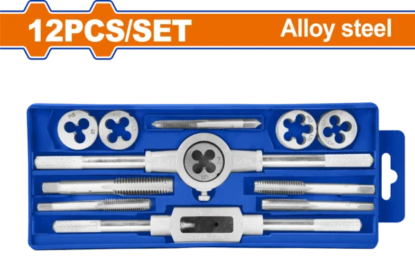 JUEGO DE TARRAJAS Y MACHOS MÉTRICOS DE 12 PIEZAS WADFOW