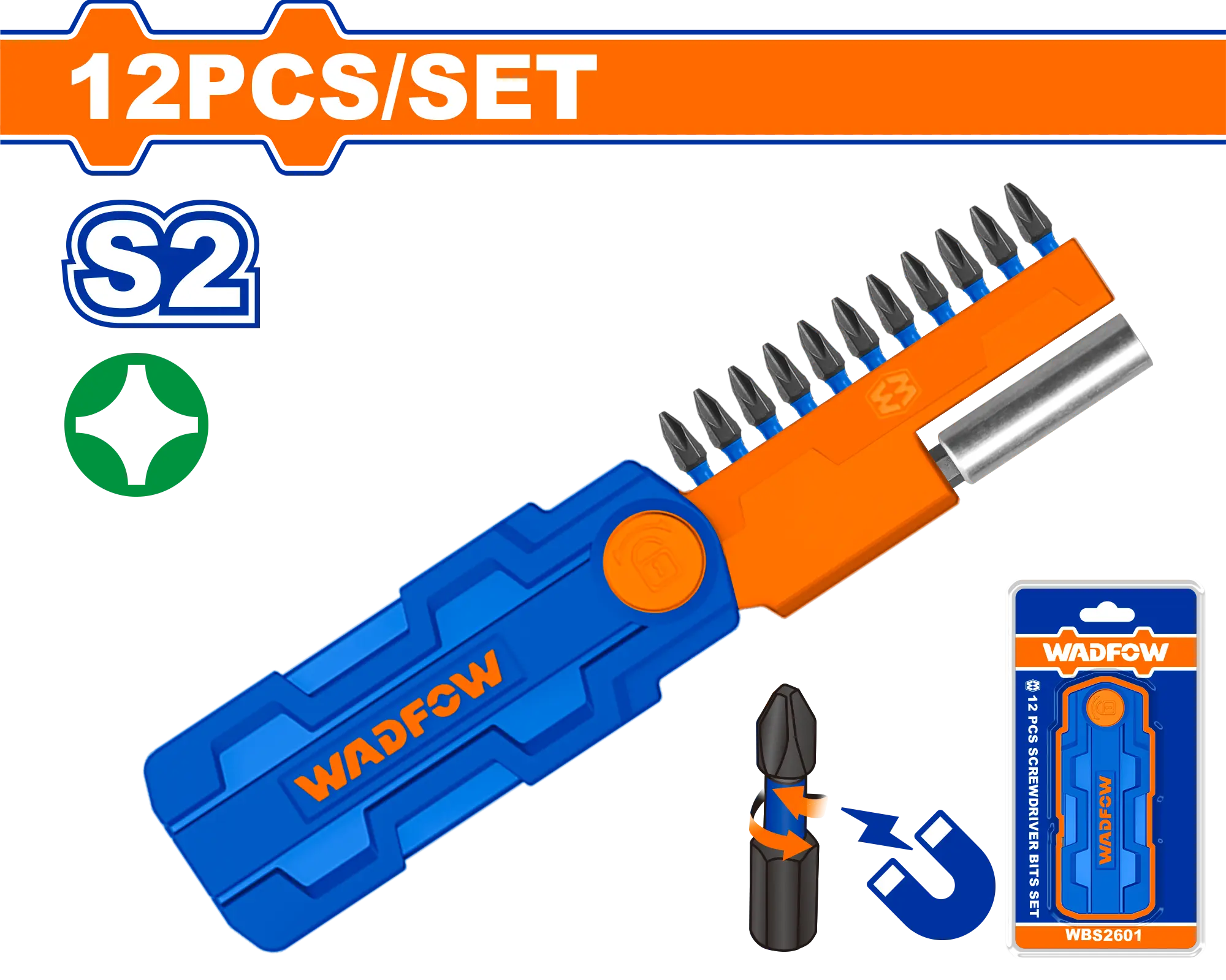 JUEGO DE 12 PUNTAS DE DESTORNILLADOR DE IMPACTO. WADFOW