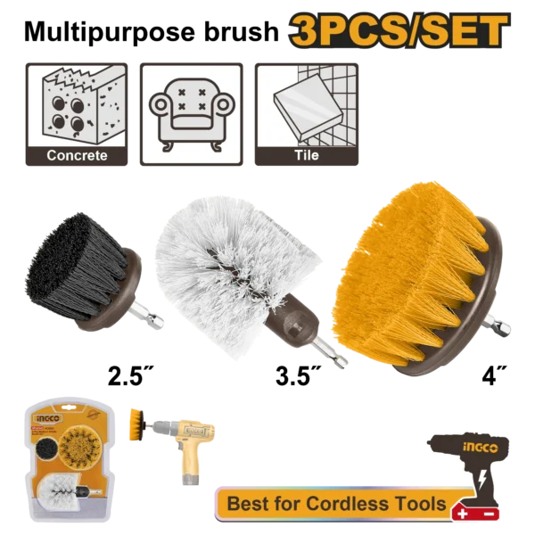 JUEGO DE CEPILLOS 3 PCS INGCO