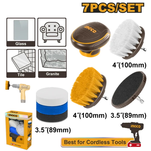 JUEGO DE CEPILLOS 7 PCS INGCO