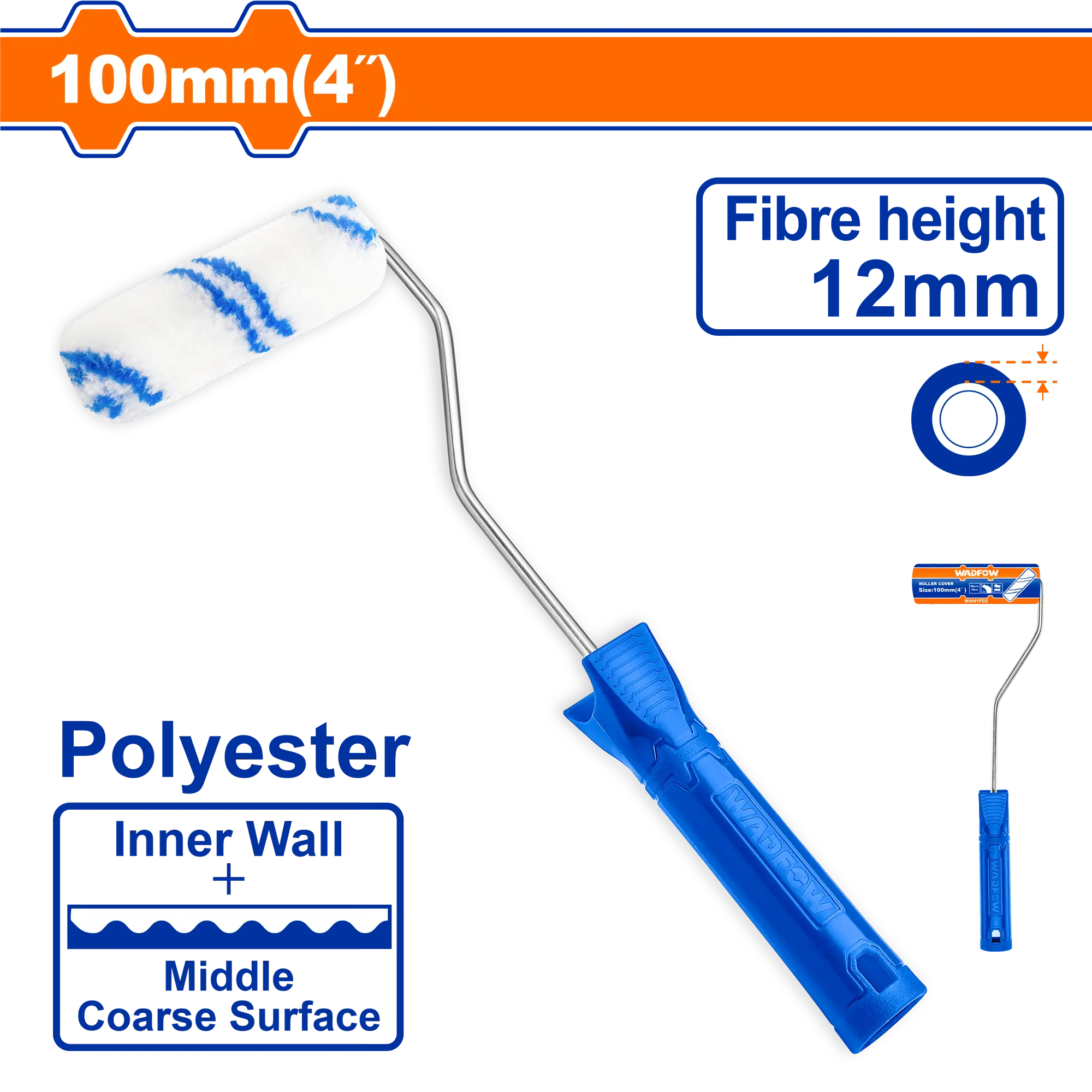 RODILLO PINTURA MINI DE FELPA 4 pulgadas (PARED INTERIOR ) WADFOW
