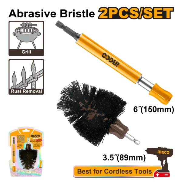 CEPILLO DE CERDAS ABRASIVAS CON EXTENSIÓN INGCO
