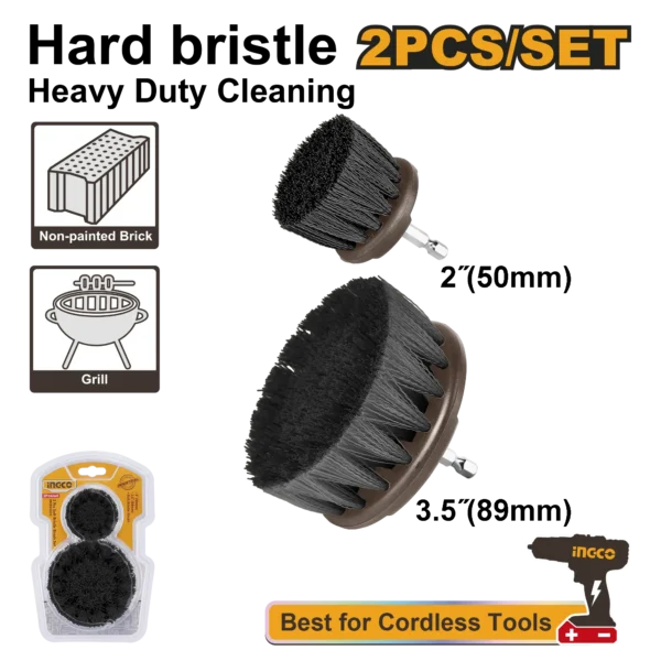 JUEGO DE CEPILLOS CERDAS DURAS 2 PCS INGCO