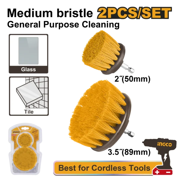 JUEGO DE CEPILLOS CERDAS MEDIANAS 2 PCS INGCO