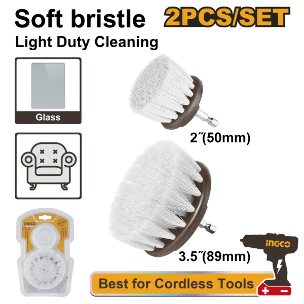 JUEGO DE CEPILLOS CERDAS SUAVES 2 PCS INGCO