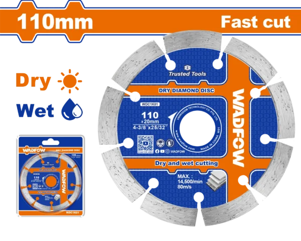 DISCO DIAMANTADO SEGMENTADO 4 3/8"X 20MM WADFOW | Gala Impo…