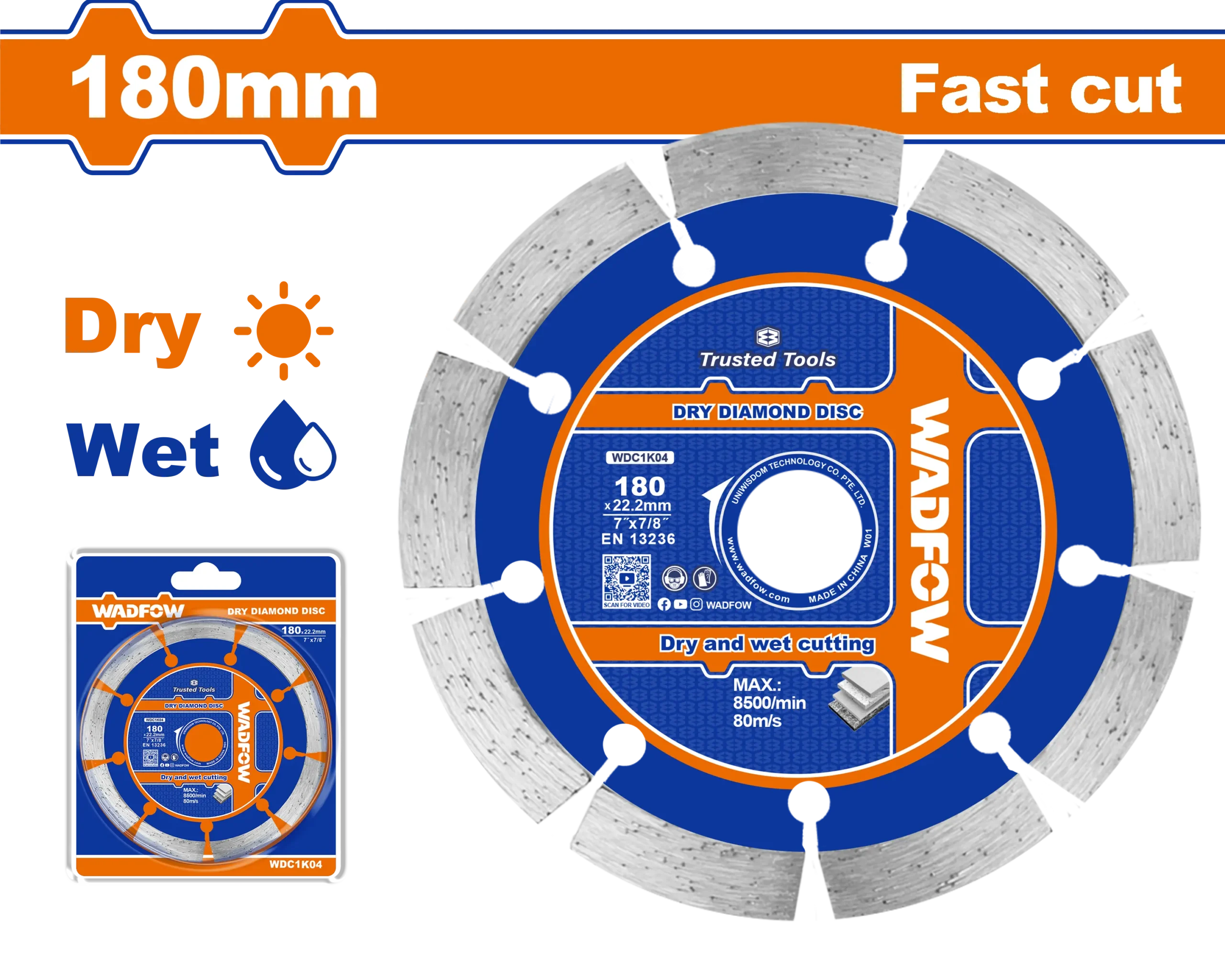 DISCO DIAMANTADO SEGMENTADO 7" X 7/8" WADFOW | Gala Importa…
