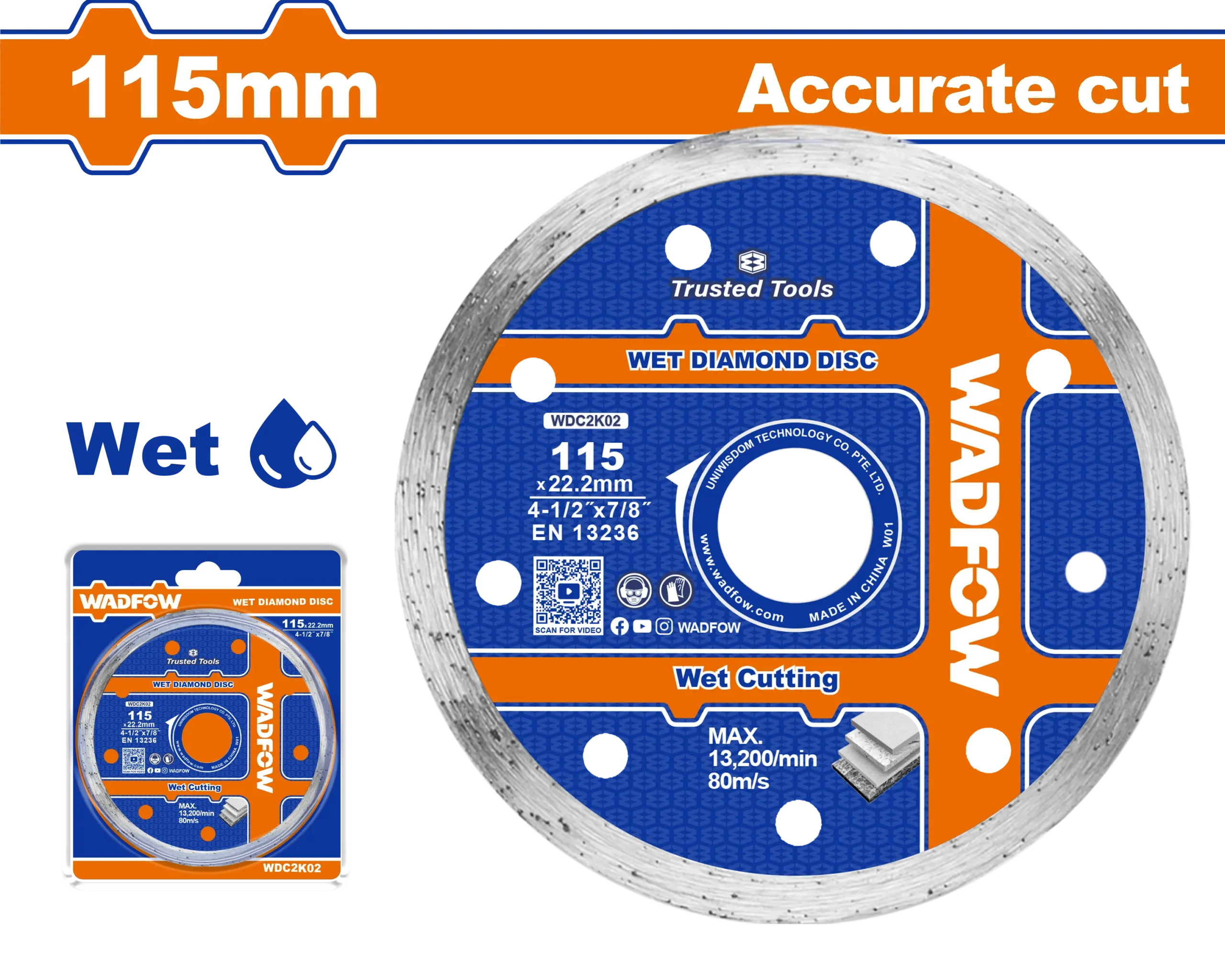 DISCO DIAMANTADO CONTINUO 4 1/2" WADFOW | Gala Importaciones