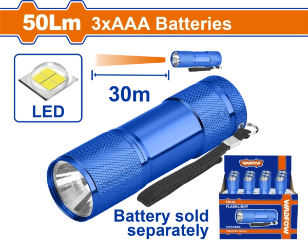 LINTERNA D/MANO 50LUM/DIST30M CORTA WADFOW.