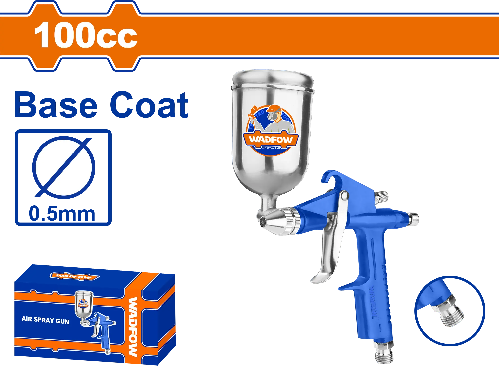 SOPLETE DE PINTURA VASO METALICO 0,5MM-100 CC WADFOW