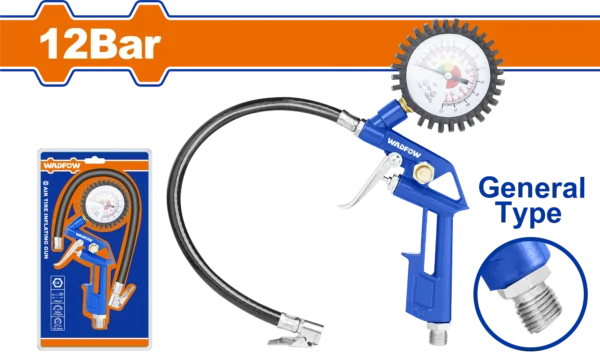 PISTOLA PARA INFLAR LLANTAS C/MANOMETRO 12 BAR WADFOW