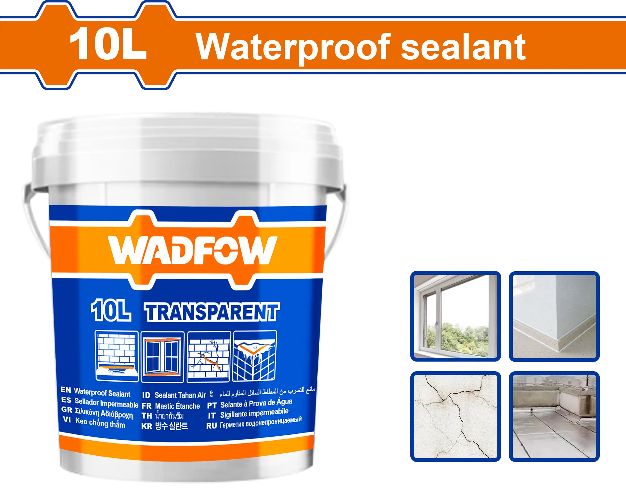 SELLADOR TRANSPARENTE A PRUEBA DE AGUA 10L WADFOW