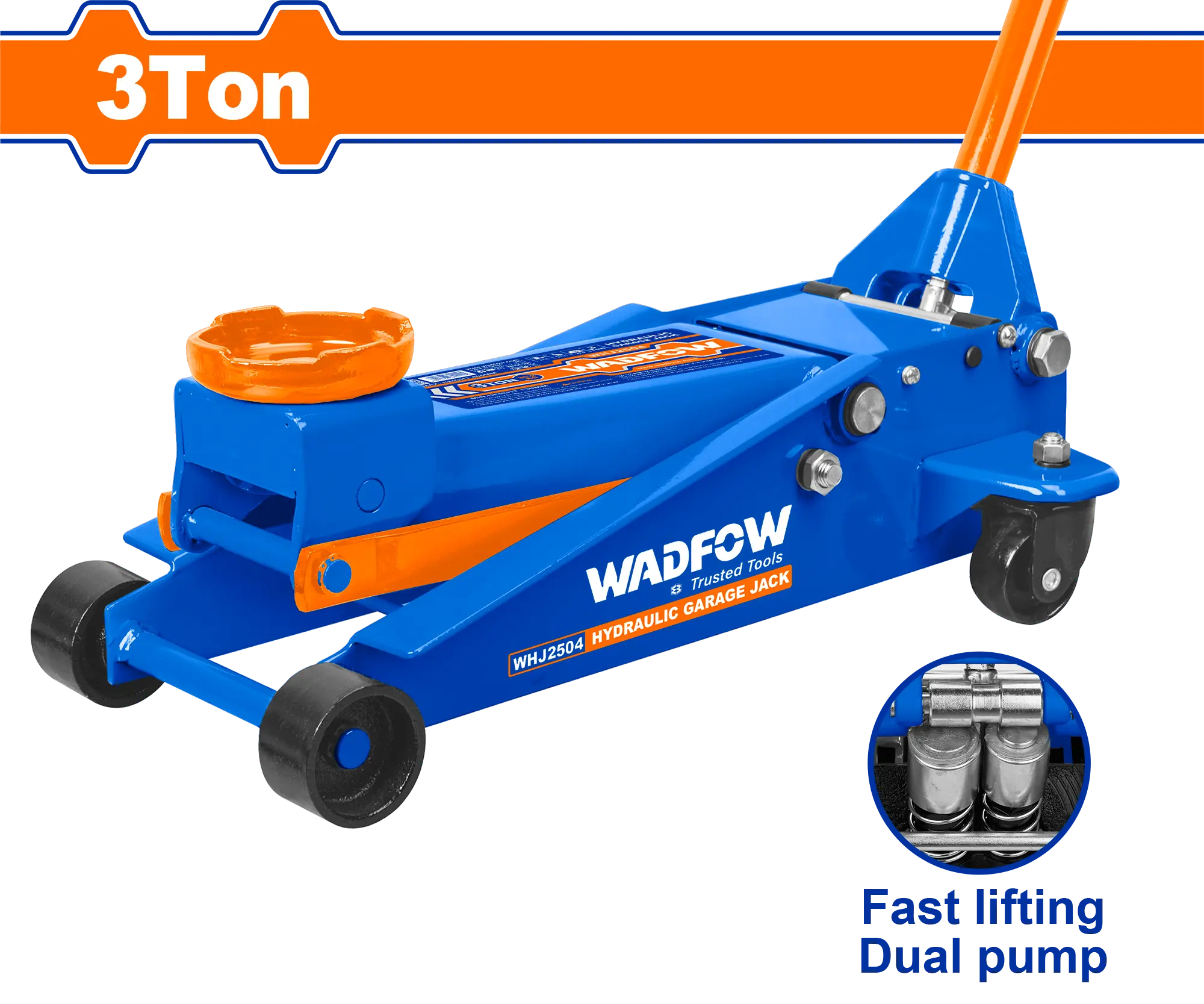 GATA HIDRAULICA T/LAGARTO 3T PLATO GIRATORIO MAX ELEVACION 52CM -WADFOW