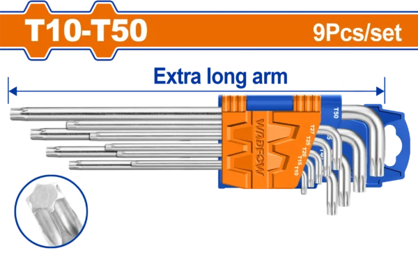 JUEGO LLAVE TORX 9PCS (L) WADFOW