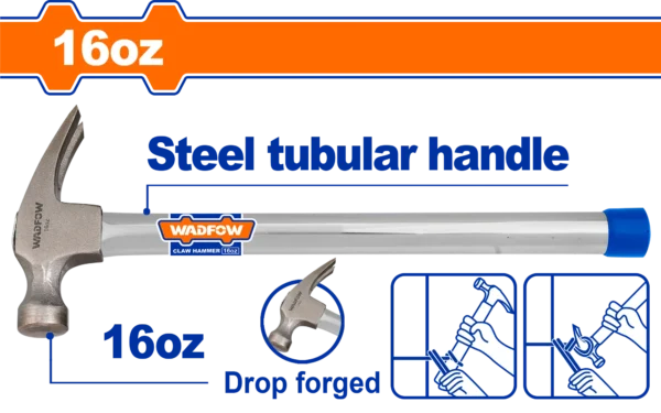 MARTILLO DE UÑA 16OZ MANGO METALICO WADFOW