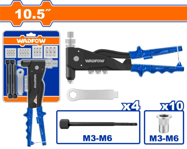 JUEGO DE REMACHADORA 10,5"" 16 PIEZAS WADFOW