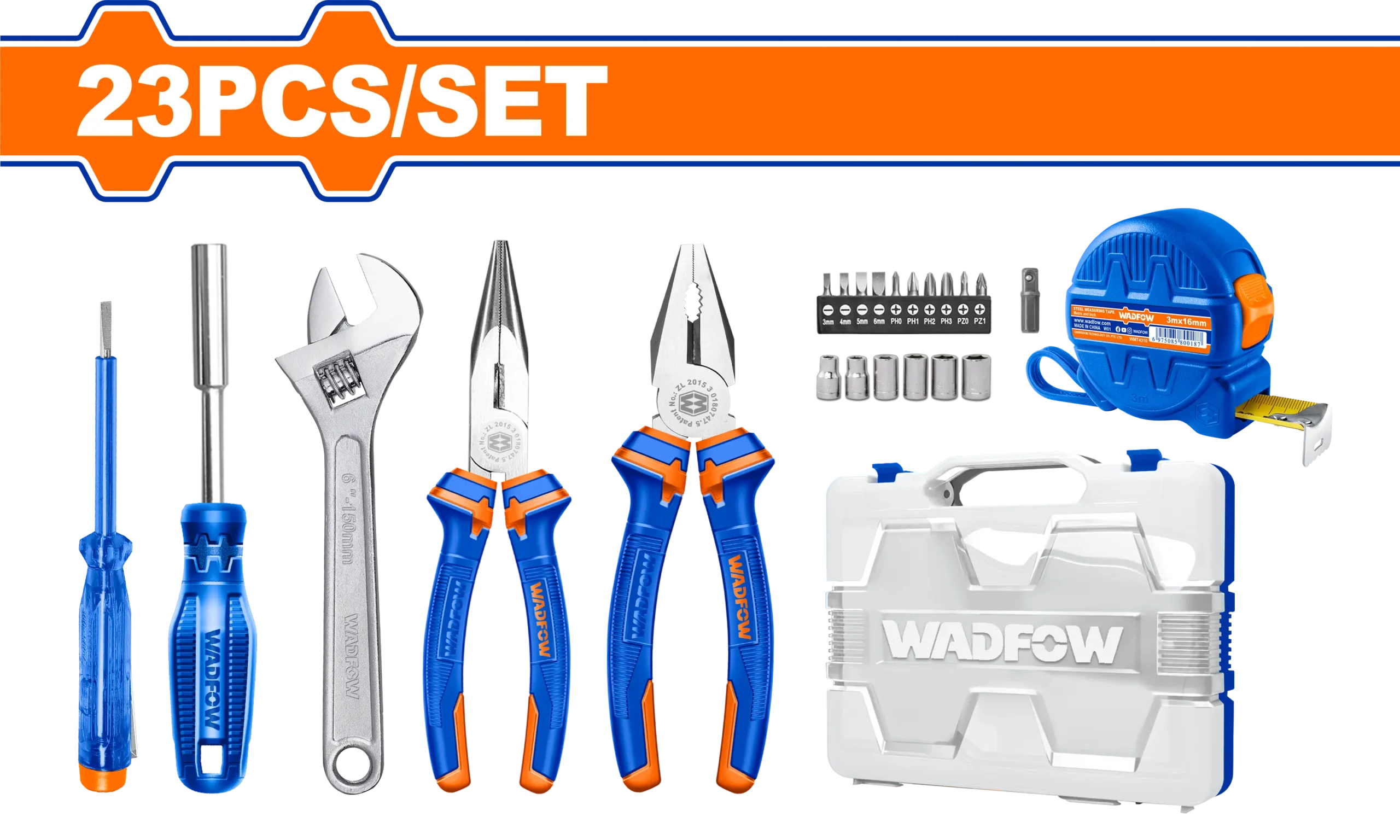 JUEGO DE HERRAMIENTAS MANUALES DE 23 PIEZAS WADFOW