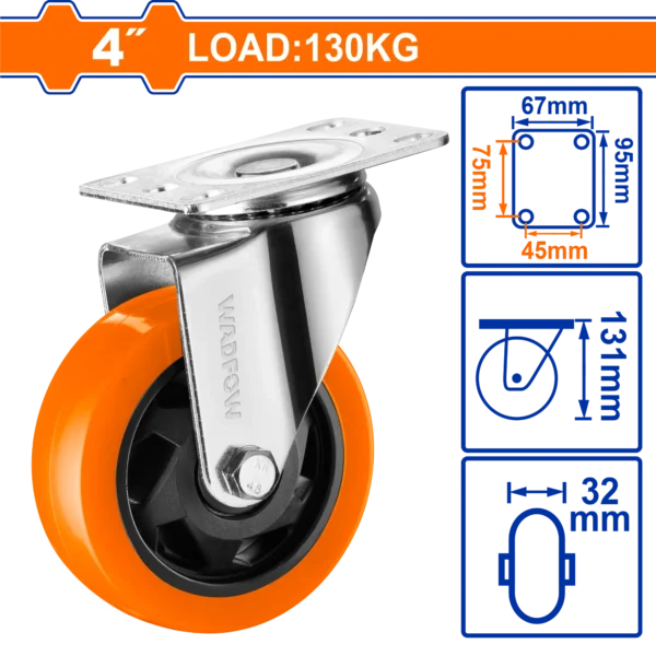 GARRUCHA GIRATORIA NARANJA 4" 130KG WADFOW