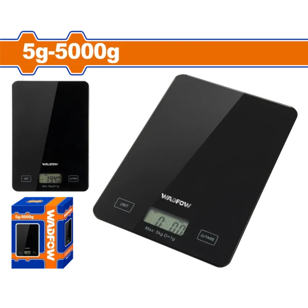 BALANZA DE COCINA DE 5G-5KG VIDRIO TEMPLADO WADFOW