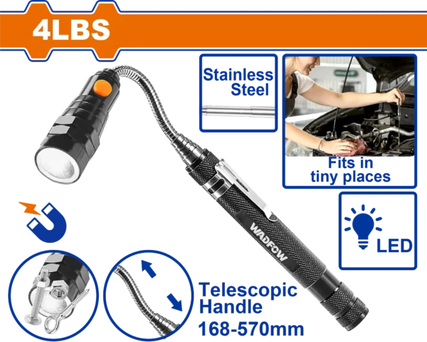 HERRAMIENTA MAGNETICA TELESCOPICA 4LBS CON LUZ LED WADFOW