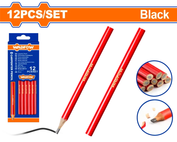 JUEGO DE 12 LAPICES DE CARPINTERO COLOR NEGRO WADFOW