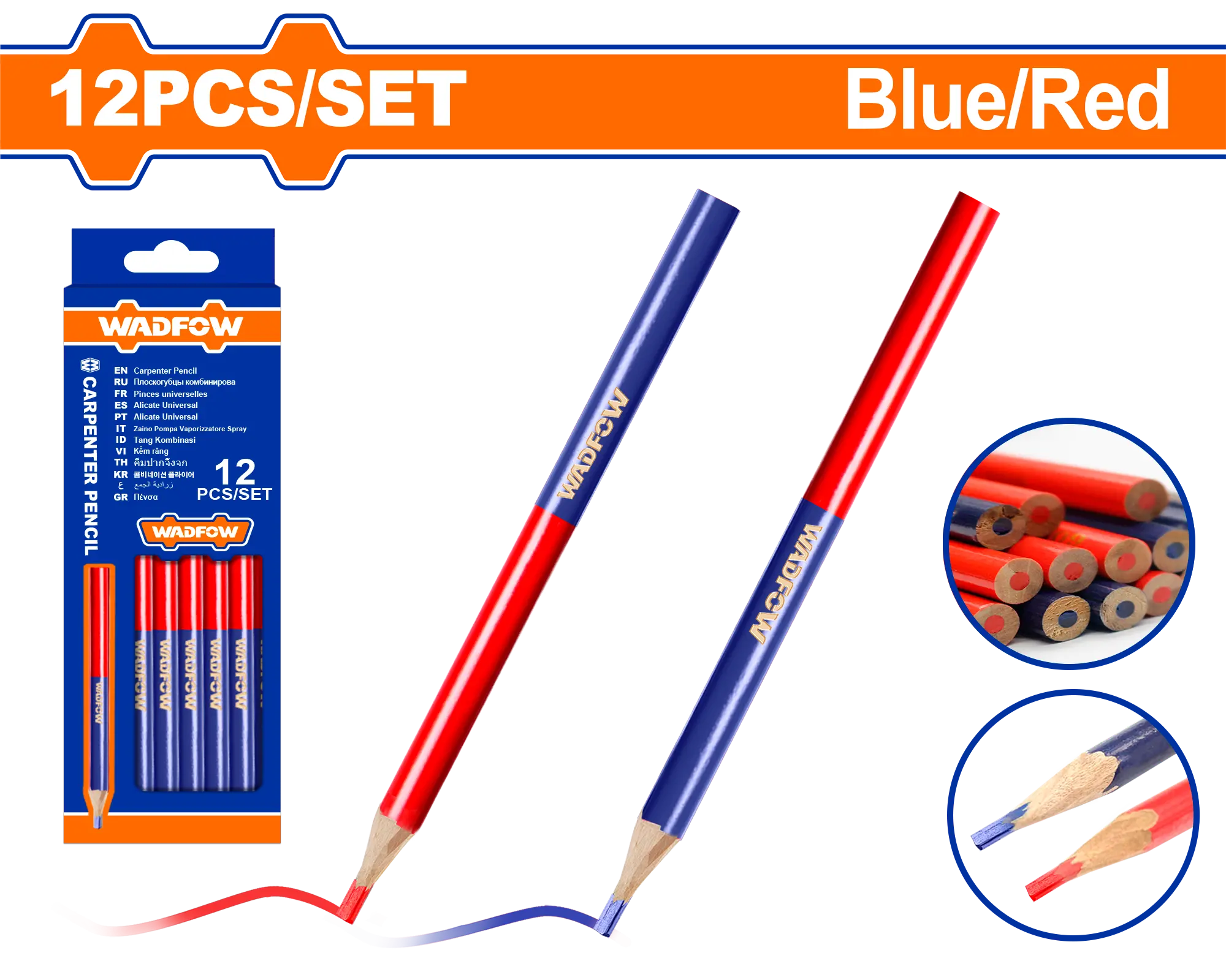 LAPIZ DE CARPINTERO BICOLOR 12PCS WADFOW