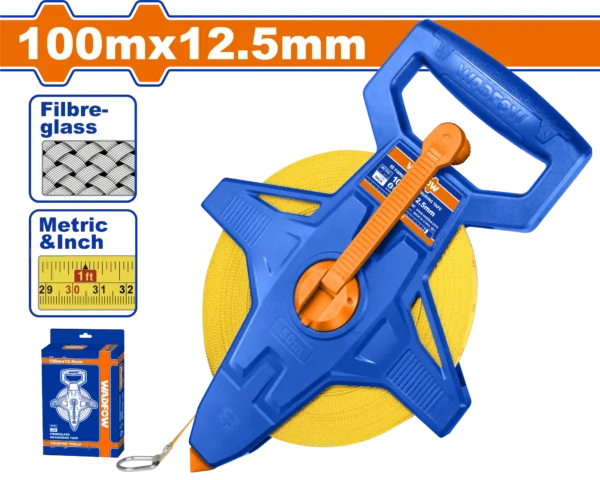 CINTA MÉTRICA DE FIBRA DE VIDRIO REFORZADA 100M X 12,5MM WADFOW
