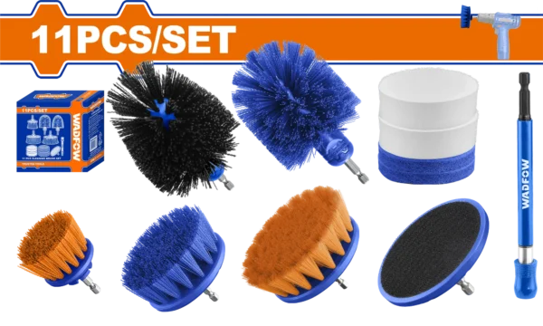 JUEGO DE CEPILLOS 11PCS 1/4" P/TALADRO WADFOW