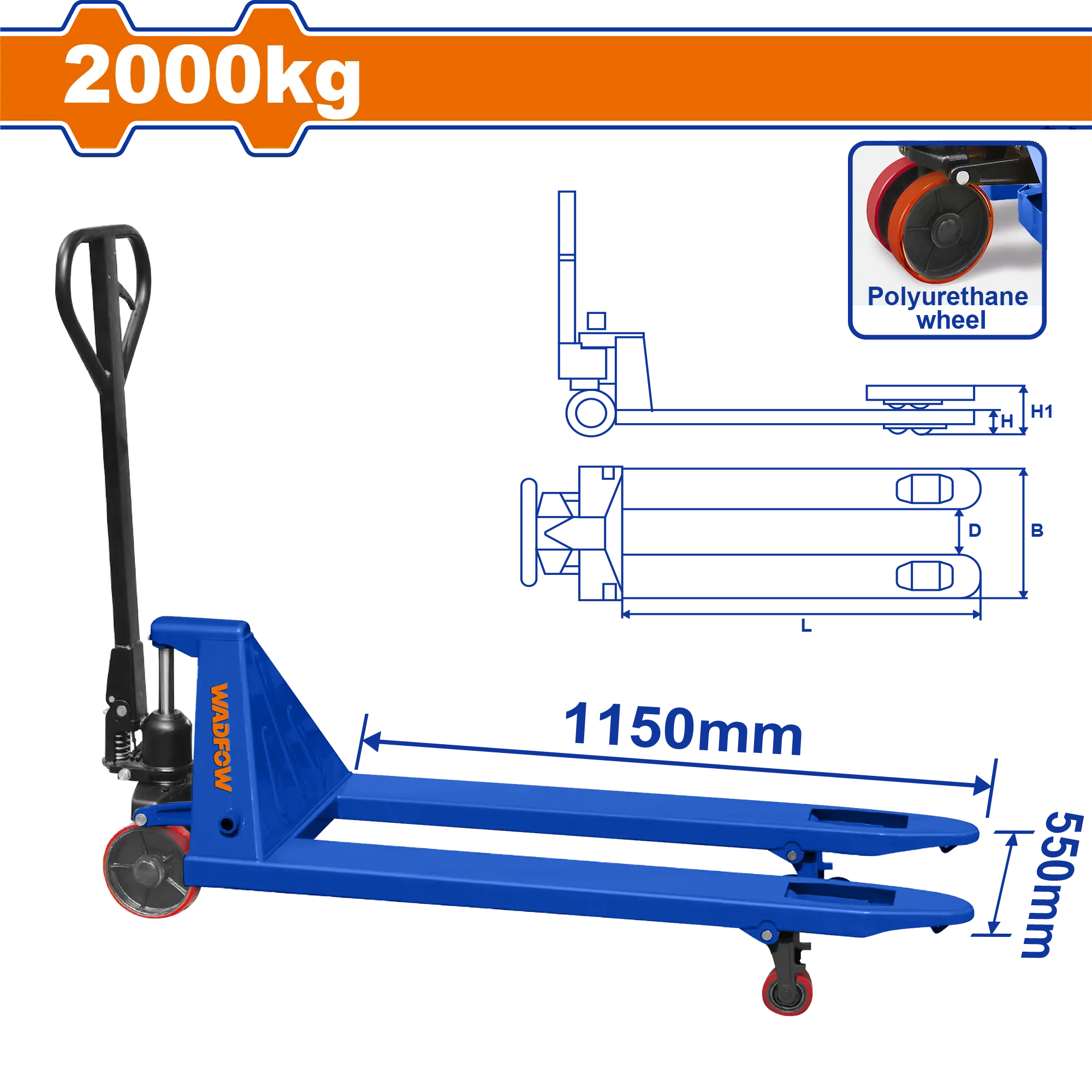 MONTACARGAS MANUAL 2000KG WADFOW