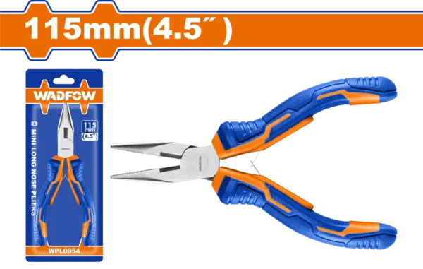 PINZA MINI PUNTA LARGA 4,5"" C/CORTA CABLE WADFOW