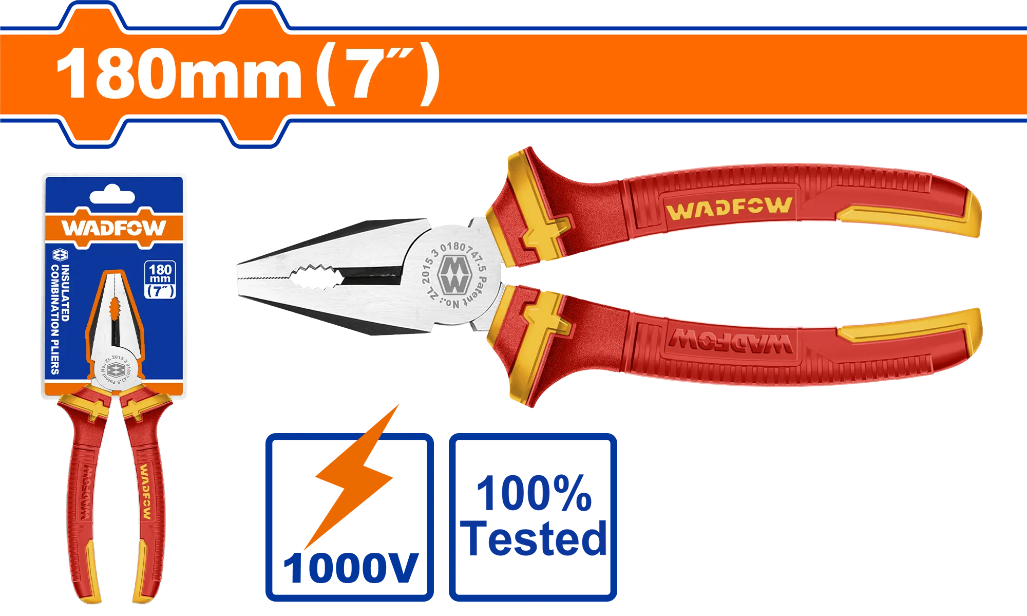 ALICATE AISLADO ELECTRICISTA DE 7" 1000V WADFOW