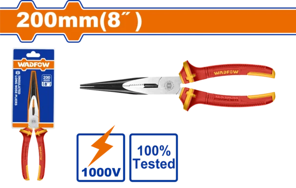 PINZA PUNTA LARGA AISLADO ELECTRICISTA 8" 1000V WADFOW