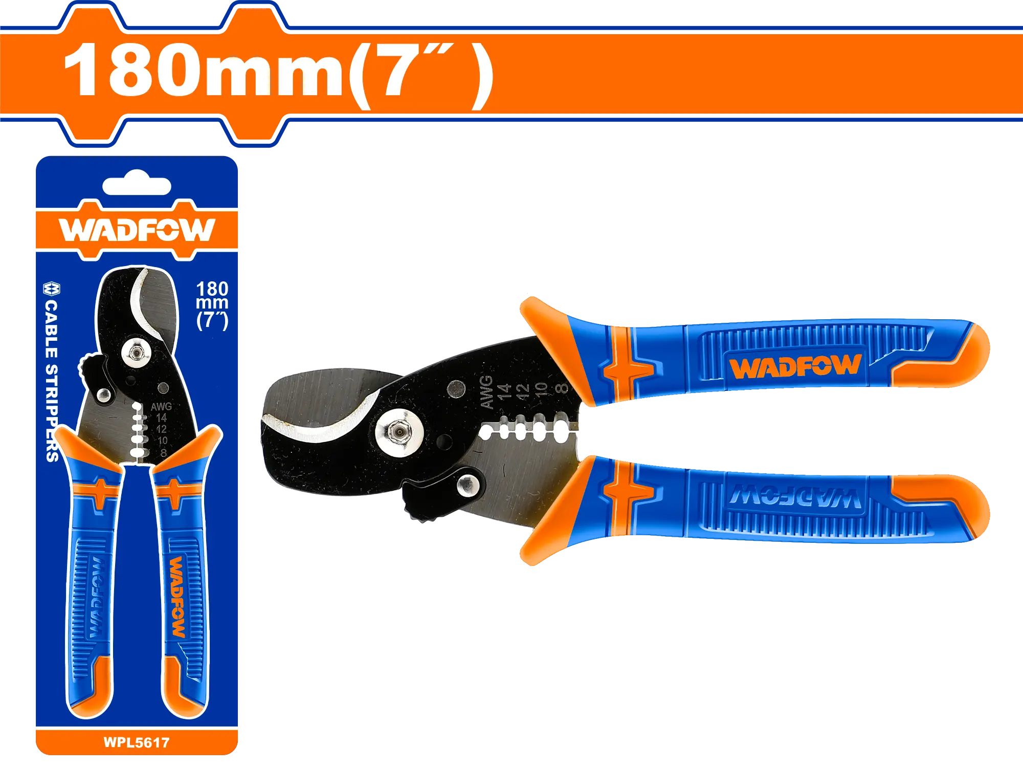 PINZA CORTADORA Y PELADORA DE CABLE DE 7" 180MM REDONDA WADFOW