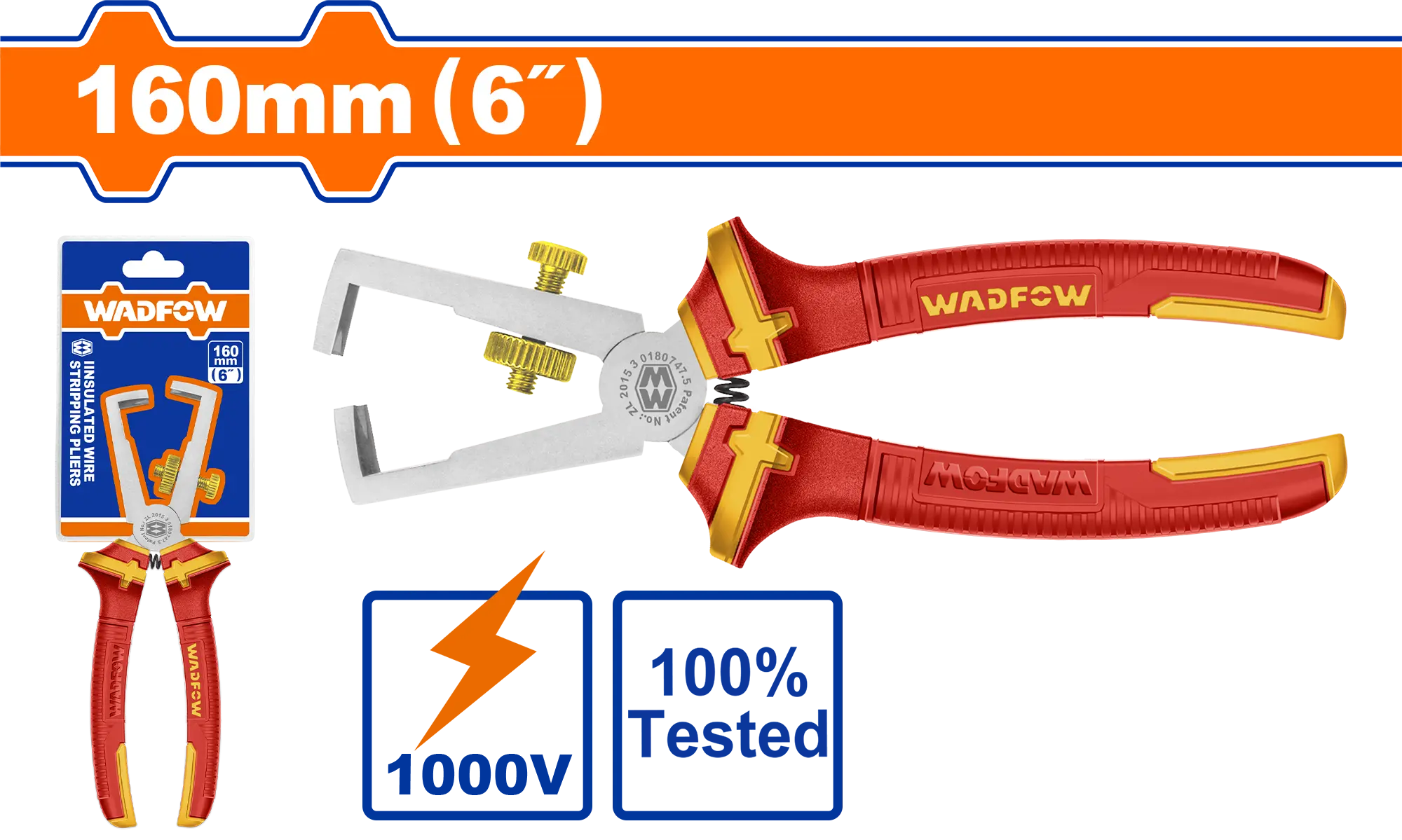 PINZA PELACABLES AISLADOS ELECTRICISTA 6" 1000V WADFOW